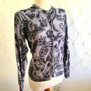 Croft & Barrow Cardigan / Gray & Black / Size Small